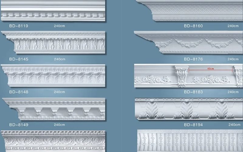 Chọn kích thước phào chỉ theo chất liệu